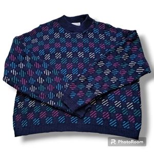 Vintage funky blue sweater 80s 90s